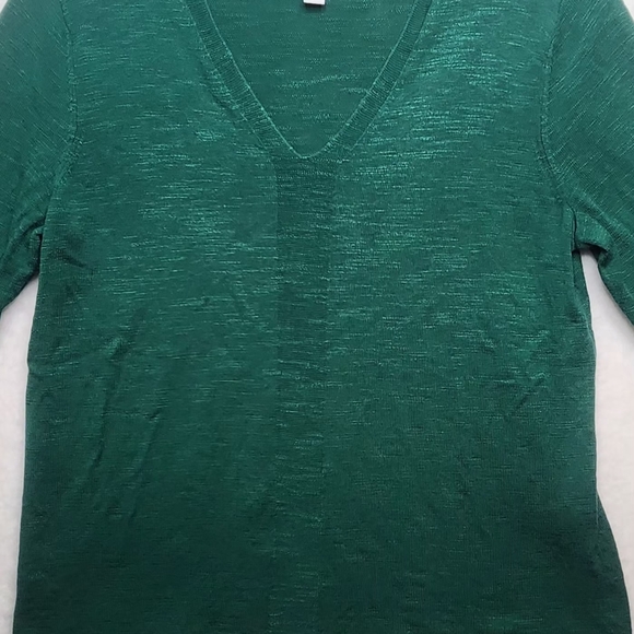 J. Jill Green Knitted V-Neck Long Sleeve Pullover Sweater Women's Size Medium. - Picture 2 of 16